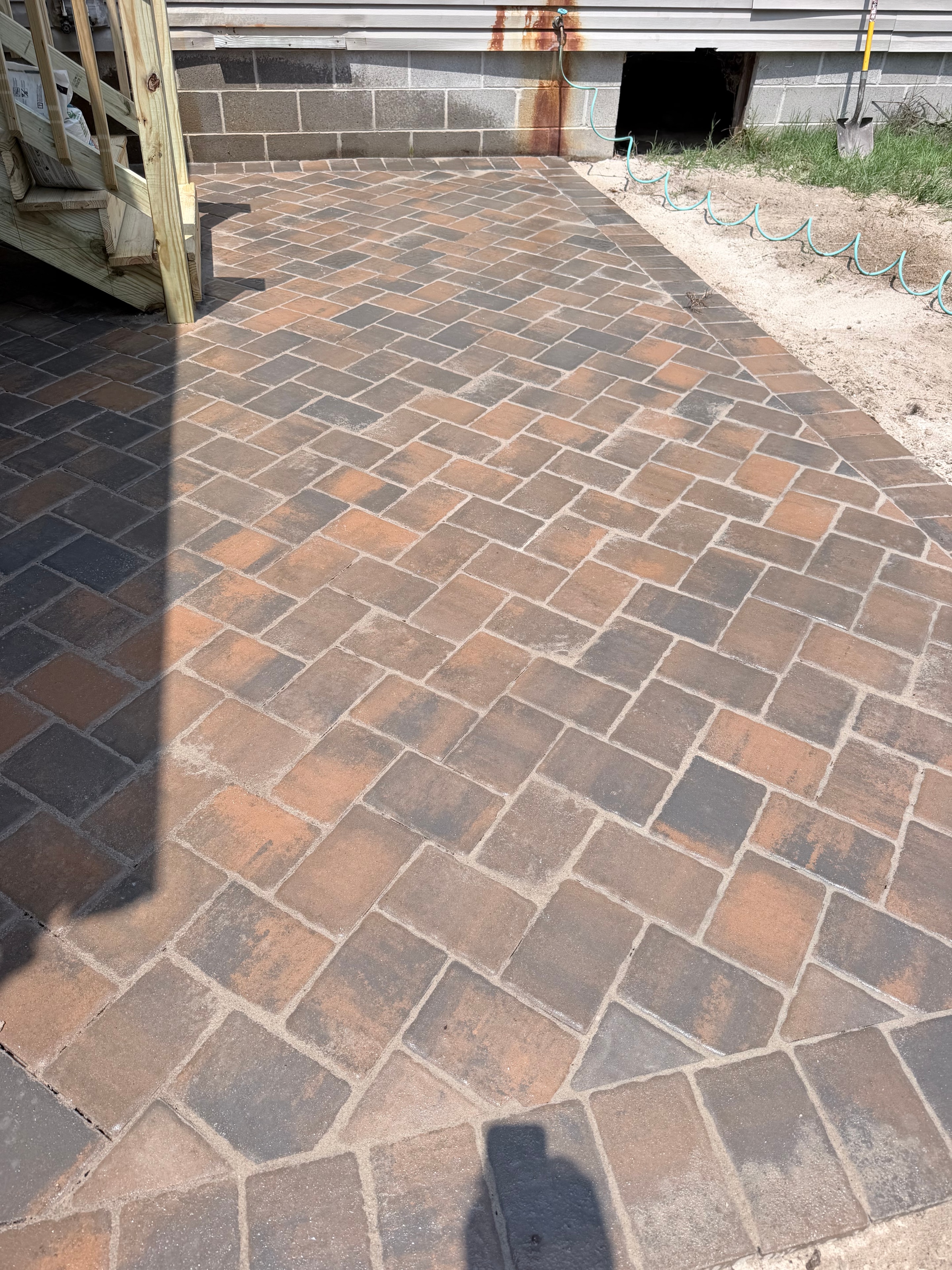 Brick herringbone patio work